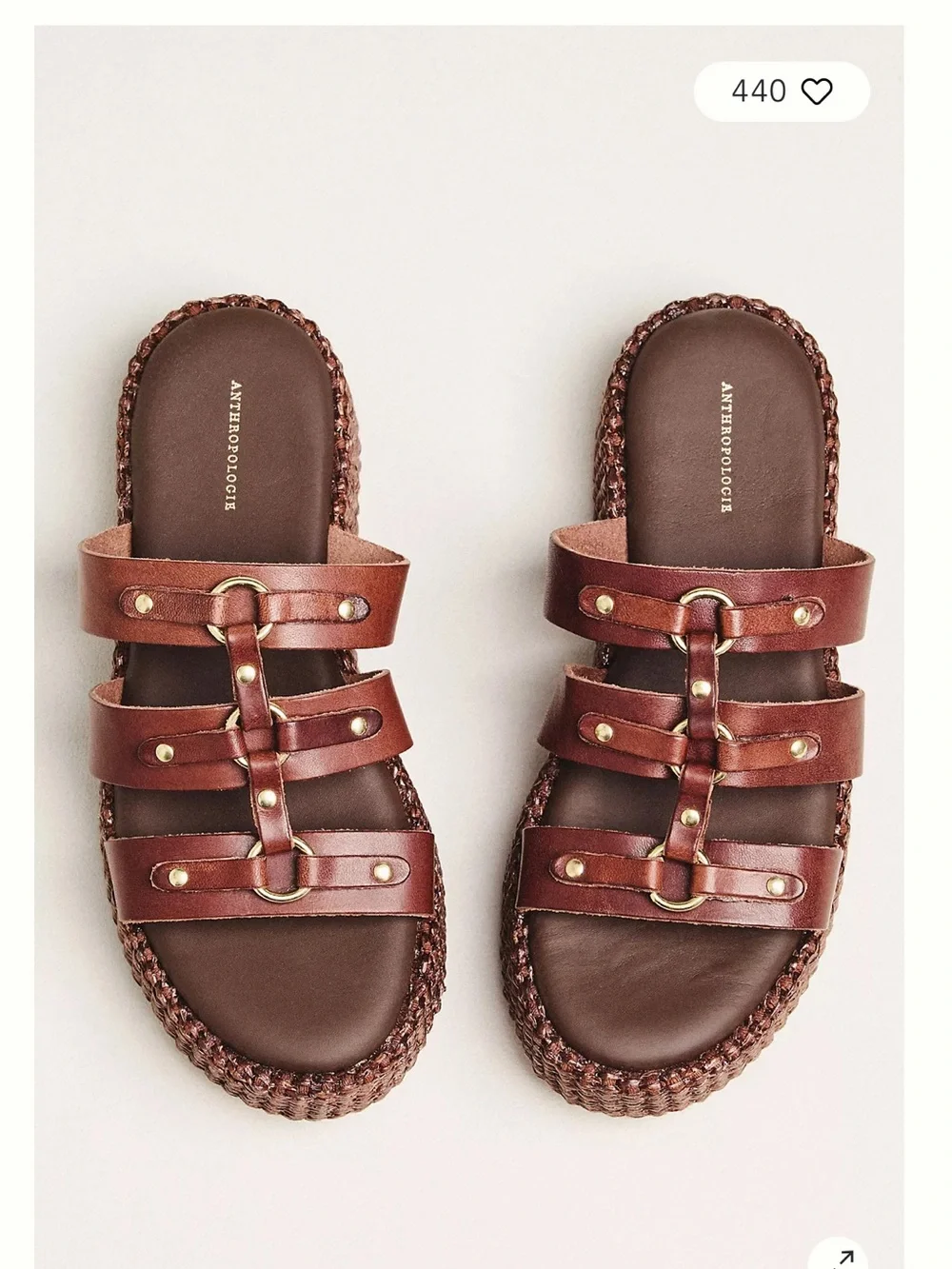 By Anthropologie Studded Multi-Strap Slide Sandals